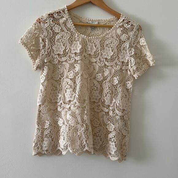 Joie Tops - Joie Crochet Boho Chic 100% Cotton Cream Top Size Small
